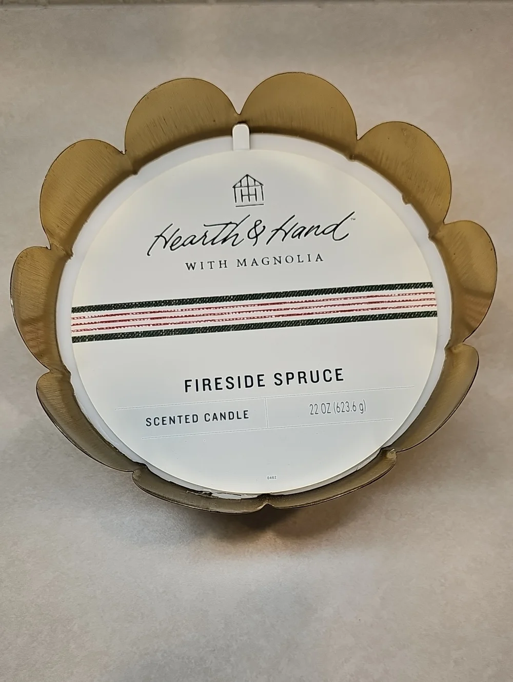 5 Wick 22oz. Scalloped Brass Footed Decor Candle Fireside Spruce Hearth & Hand